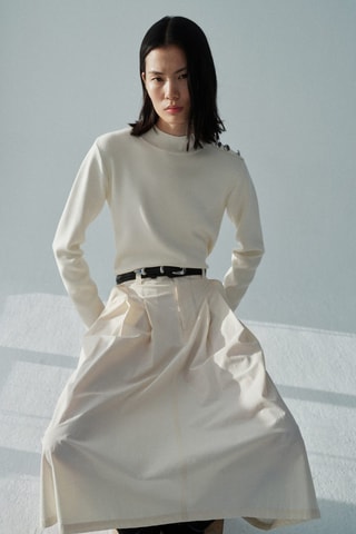 Pull-over maille détail boutons - Ecru