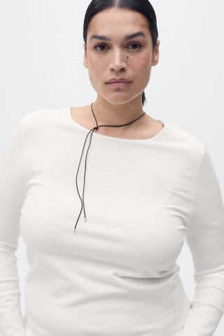 Pull ajusté maille fine - Ecru