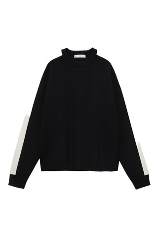 Pull-over en maille à rayure contrastante - Noir