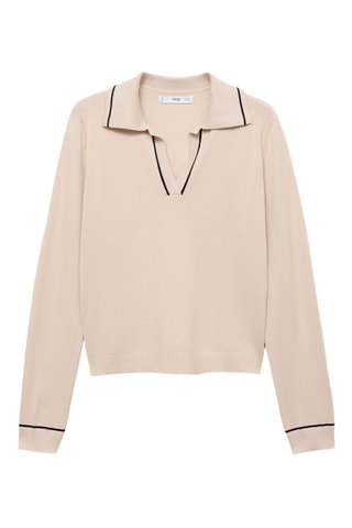 Pull revers contrastés liserés - Gris clair