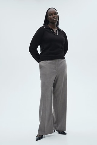 Pull revers contrastés liserés - Noir