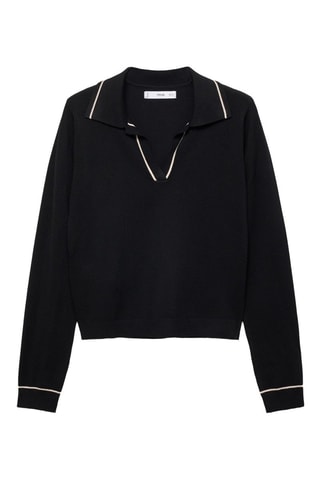 Pull revers contrastés liserés - Noir