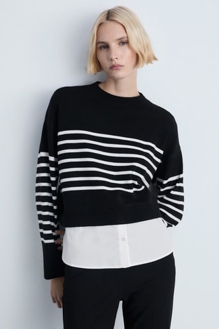 Pull-over maille combinée - Noir