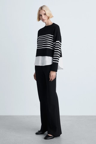 Pull-over maille combinée - Noir