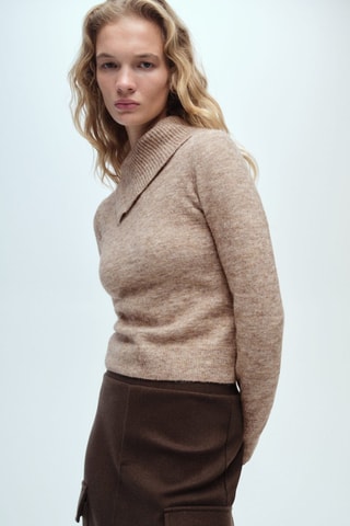 Pull-over col revers enveloppant - Gris clair