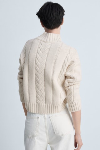 Pull-over torsades col montant - Ecru