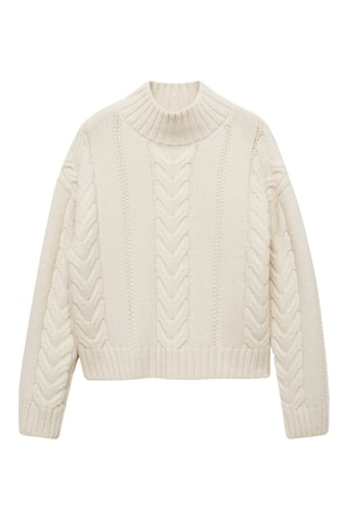 Pull-over torsades col montant - Ecru