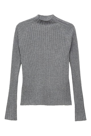 Pull-over côtelé col montant - Gris