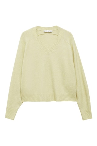 Pull-over maille col en V - Vert clair