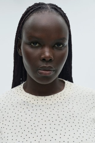 Pull-over maille pois - Ecru