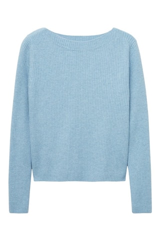 Pull-over côtelé col bateau - Bleu clair