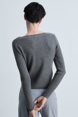 Pull-over côtelé col bateau - Anthracite
