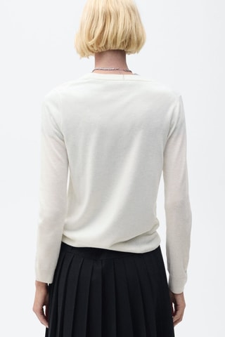 Pull-over laine mélangée col rond - Ecru