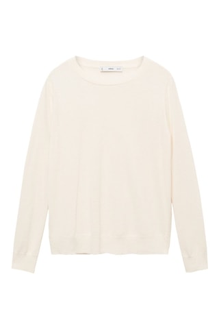 Pull-over laine mélangée col rond - Ecru