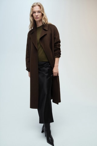 Pull-over laine mélangée col rond - Kaki