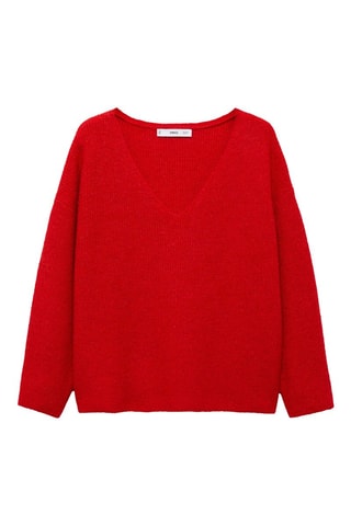 Pull-over maille col en V - Rouge