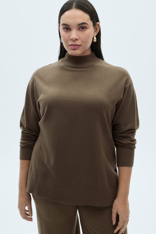Pull-over maille col montant - Kaki