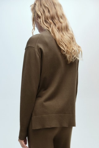 Pull-over maille col montant - Kaki