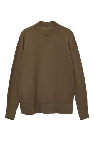 Pull-over maille col montant - Kaki