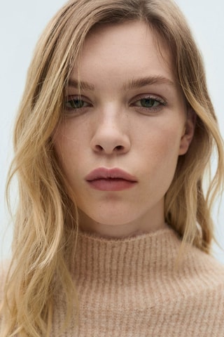 Pull-over rayures col montant - Ecru