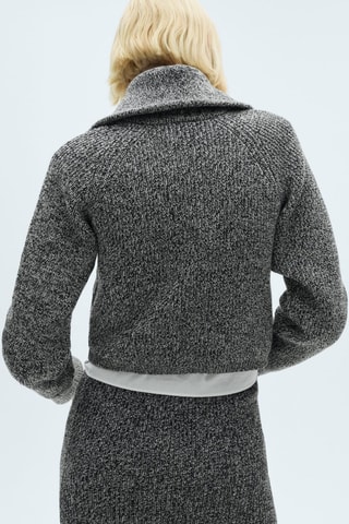 Pull-over jaspé zippé - Noir