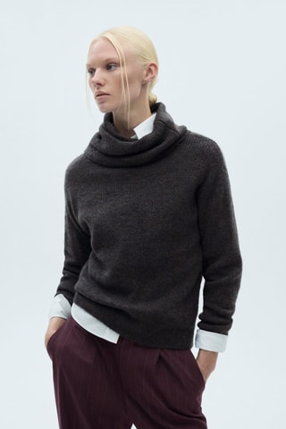 Pull-over maille col montant - Anthracite