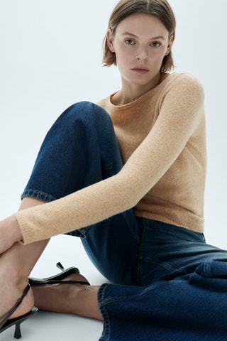 Pull-over maille fine col bateau - Marron