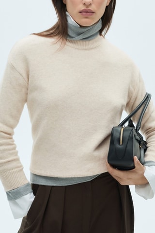 Pull-over maille coton lin col rond - Sable