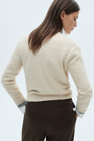 Pull-over maille coton lin col rond - Sable