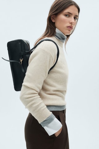 Pull-over maille coton lin col rond - Sable