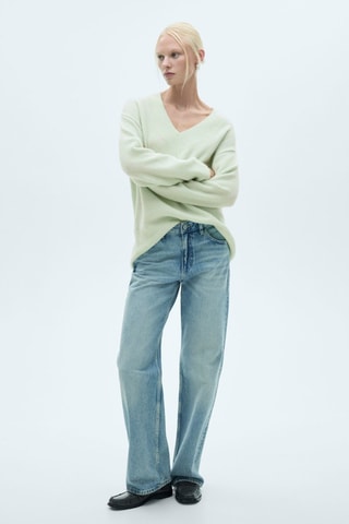 Pull-over oversize col V - Vert d'eau