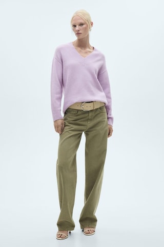 Pull-over oversize col V - Violet clair