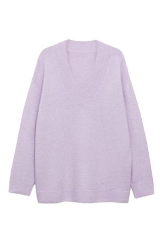Pull-over oversize col V - Violet clair
