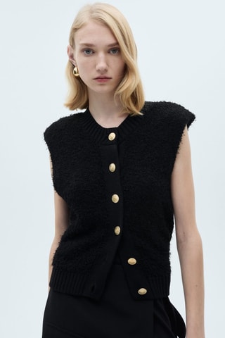 Gilet maille boutons - Noir