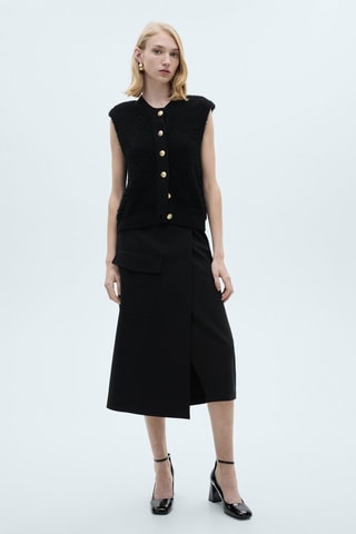 Gilet maille boutons - Noir