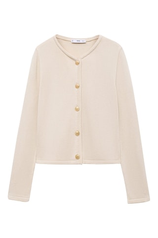 Cardigan maille boutons bijoux - Écru