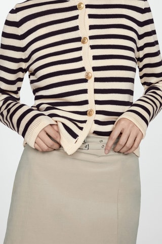 Cardigan maille boutons bijoux - Bleu marine