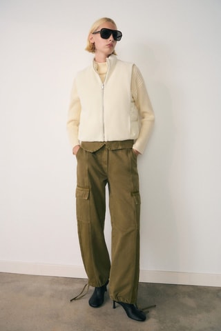 Gilet maille combiné - Ecru