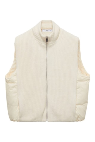 Gilet maille combiné - Ecru