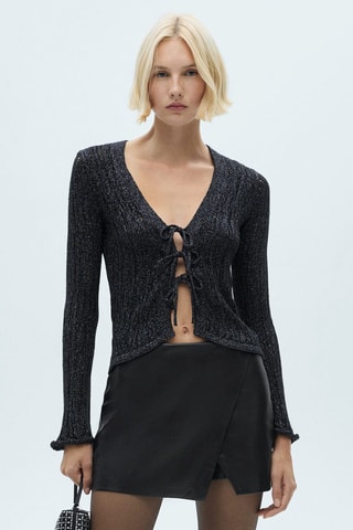Cardigan Lurex noeuds - Noir