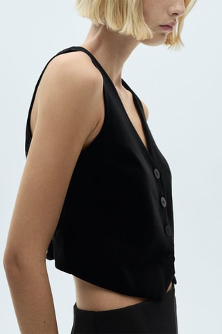 Gilet velours crop - Noir