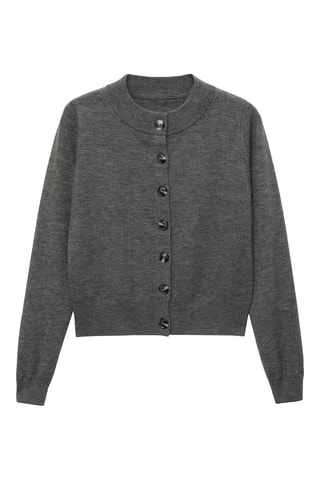 Cardigan col rond boutons - Gris foncé chiné