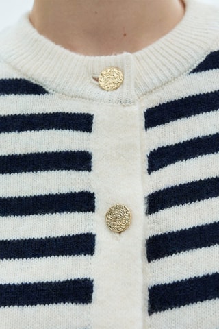 Cardigan maille boutons bijoux - Bleu marine