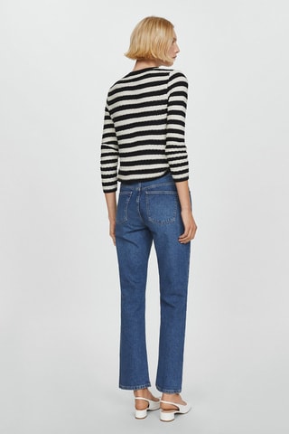 Cardigan rayures boutons bijoux - Blanc cassé