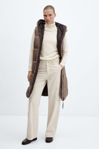 Gilet matelassé long - Marron