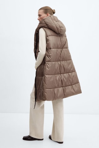 Gilet matelassé long - Marron