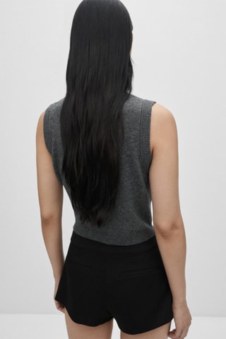 Gilet laine boutons - Gris foncé chiné