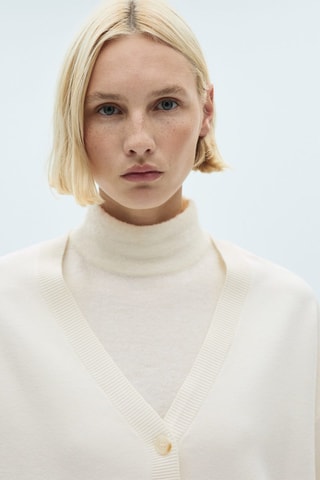 Cardigan maille col V - Écru