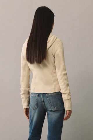 Cardigan à capuche zippé - Écru