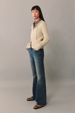 Cardigan à capuche zippé - Écru